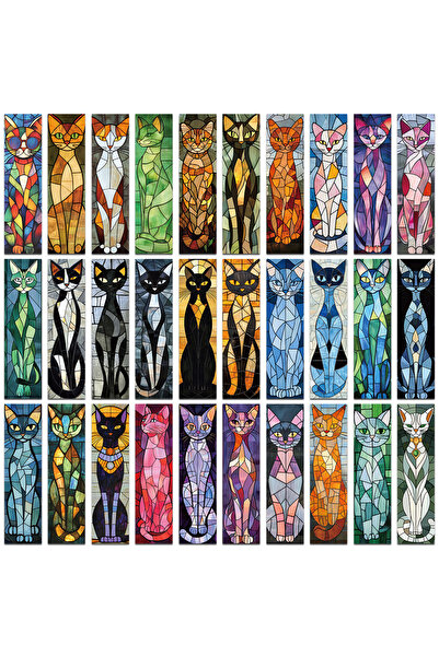 Choice 30pcs 30pcs Cartoon Elegant Cat Bookmarks Reading Pages Book Tagged De...