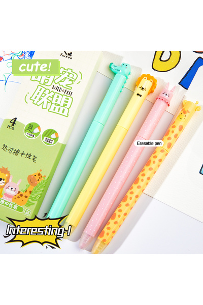 Choice Animal Theme - A 4-piece zoo-themed erasable pen set with blue ink and...