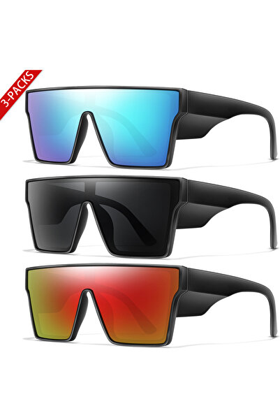Choice نظارات شمسية GA3-4-6، 3 أزواج، بإطار كبير وعدسات ملونة، مناسبة للصيد، ...