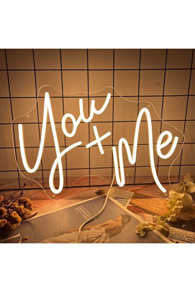 Slasa لوحة نيون "أنت وأنا" - 28×40 سم، مزودة بإضاءة LED، قابلة للتعتيم، ديكور...