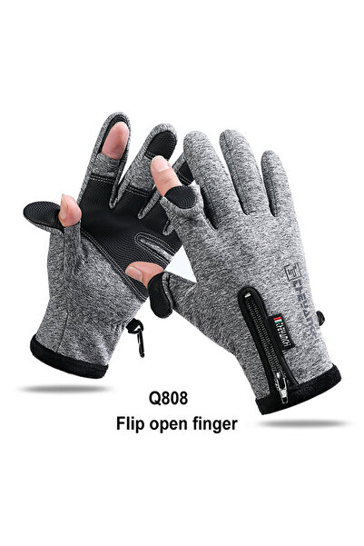 Choice قفازات LOOGDEEL رمادية اللون، مقاس XXL Q808، قابلة للطي بإصبعين، مقاوم...