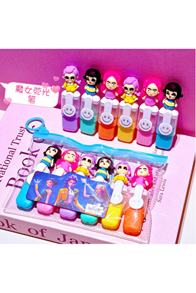 Choice ٦ قطع - حقيبة واحدة، ٦ قطع/مجموعة، أقلام تحديد صغيرة على شكل شخصيات كر...