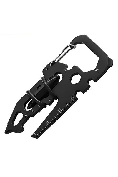 Choice سلسلة مفاتيح متعددة الوظائف من الفولاذ المقاوم للصدأ باللون الأسود، مز...