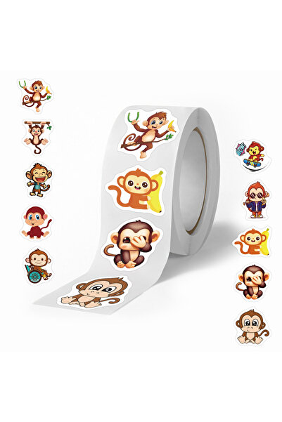 Choice لفة واحدة، 500 قطعة، ملصقات كرتونية على شكل قرد، ملصقات ألعاب لطيفة، م...