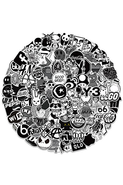Choice ١٠٠ قطعة من الملصقات باللونين الأسود والأبيض، مناسبة للدفتر، والحقيبة،...