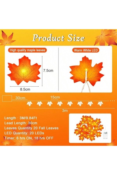Choice سلسلة إضاءة على شكل أوراق القيقب من 3M لتزيين الخريف، أضواء موسمية خري...