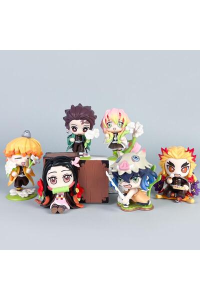 BANDAI 6 Pcs 2025 6 Pcs/Set Demon Slayer Birth Flower Figure 7-9cm Anime Char...
