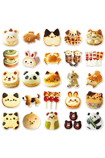 Choice ٥٠ قطعة من ملصقات الطعام على شكل حيوانات، ملصقات تشيبي لطيفة للحلويات ...