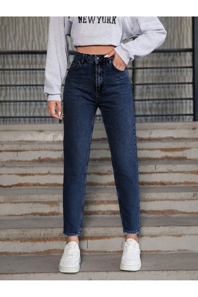 CARLOOG JEANS Dark Blue High Waist Mom Jeans