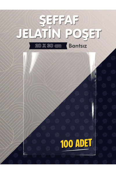 t tuğset etiket Bantsız Şeffaf Poşet (20X30cm) 100 Adet Parlak Jelatin Paket ...
