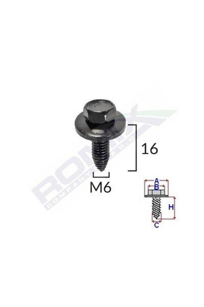 ROMİX Βίδα στερέωσης προφυλακτήρα για Peugeot Citroen 6X16Mm σετ 5 τεμαχίων