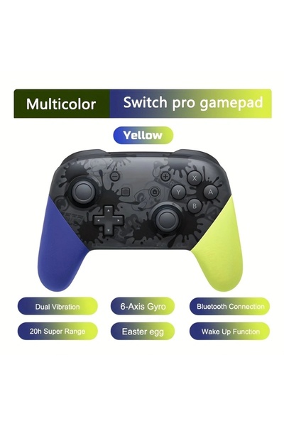 Choice وحدة تحكم ألعاب لاسلكية صفراء بتقنية بلوتوث مع وظيفة التنبيه، عصا تحكم...