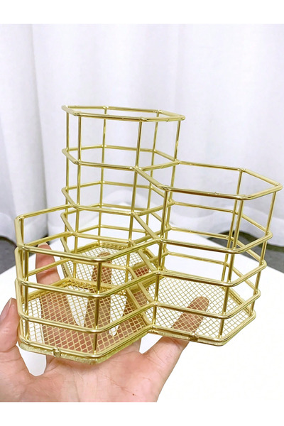 Choice gold 1pcs Hollow Pen Holder, Simple Multipurpose Stationery Storage Bo...