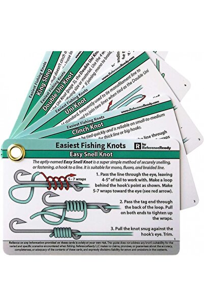 Choice مجموعة من 5 بطاقات تعليمية لعقد الصيد باللون الأخضر، تتضمن 12 عقدة أسا...