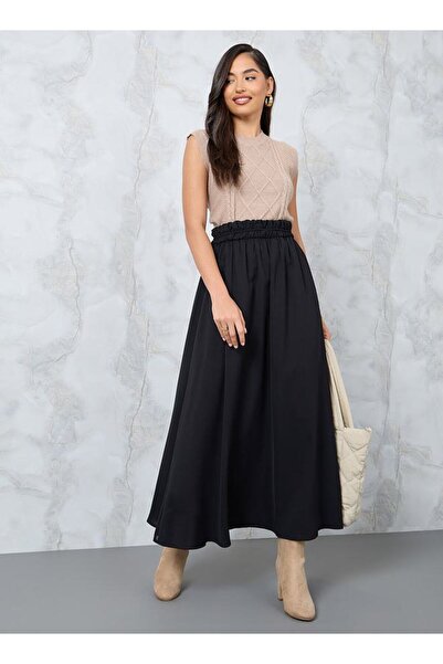 Stylish Wide Maxi Skirt with Elastic Waist