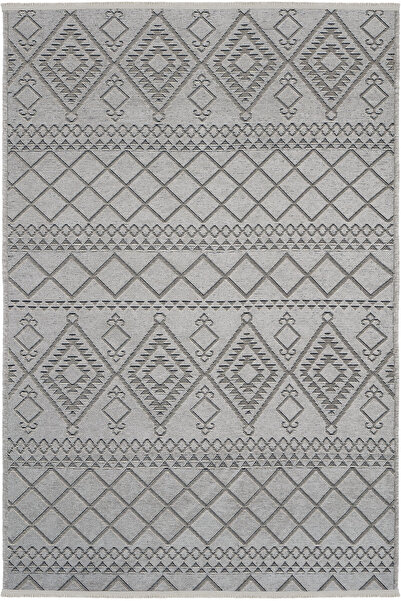 Cool Halı Marcos Gri Antrasit Desenli Dokuma Makinede Yıkanabilir Kaydırmaz T...