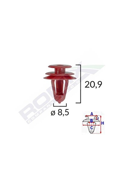 ROMİX Clips Tapiterie Pentru Lexussuzukitoyota - 85X209Mm - Rosu Set 10 Buc