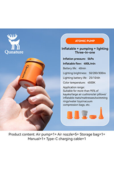 Choice 600109-OR مضخة هواء Qunature قابلة للنفخ، خفيفة الوزن، مزودة بمصباح تخ...