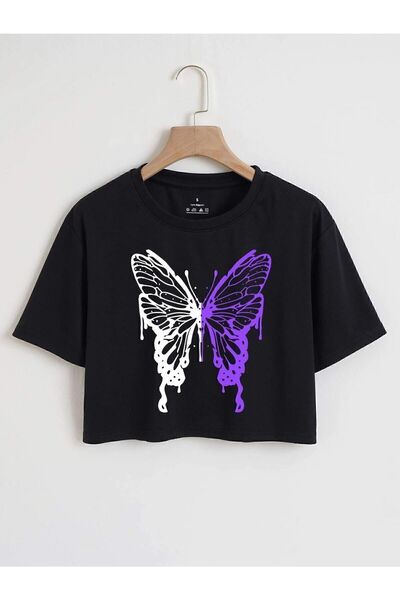 EYAX MODA Tshirt Crop με στάμπα
