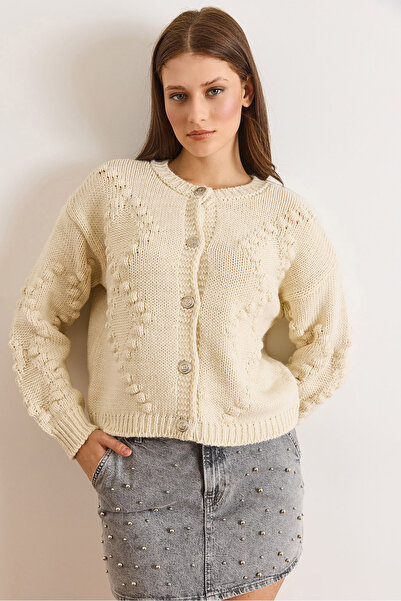 Olalook Women's Stone Embossed Braided Soft Textured Thick Knitwear Cardigan ...