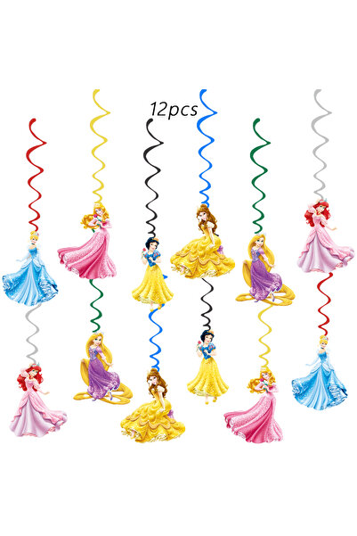 Miniso 12pcs Disney Princess Party Supplies, Birthday Banner, Hanging Swirls ...