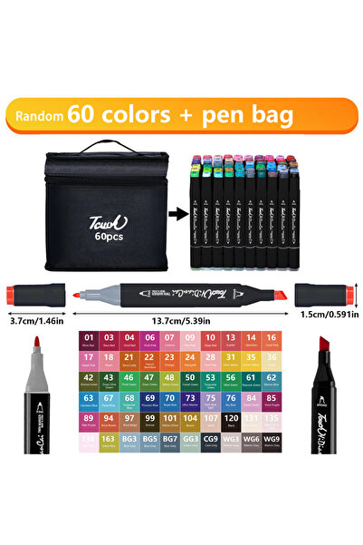 Choice مجموعة 60 قلم تلوين كحولي برأسين، أقلام تلوين فنية احترافية دائمة للأطفال