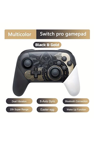 Choice وحدة تحكم ألعاب لاسلكية بلوتوث باللونين الأسود والأبيض مع وظيفة التنبي...