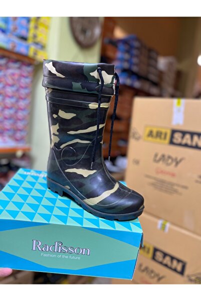 Doğan Camouflage Pattern Waterproof Hunting Boots with Fur Inside