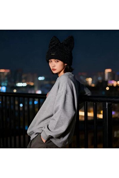 Choice قبعة شتوية دافئة بأذني قطة للنساء، مصنوعة من القطيفة، بتصميم كرتوني، م...