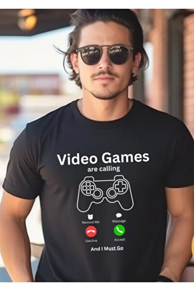 EYAX MODA Μπλουζάκι UNISEX με στάμπα βιντεοπαιχνιδιών και λαιμόκοψη ποδηλάτου
