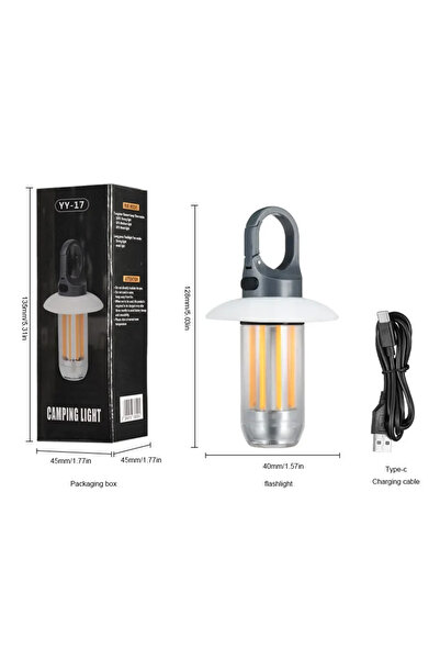 Heinast مصباح تخييم يدوي خفيف، قابل لإعادة الشحن، مزود بخمسة أوضاع إضاءة، منا...