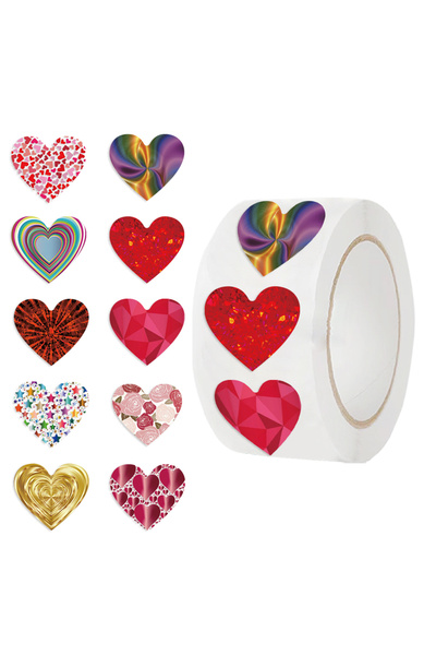 Choice 500PCS 500pcs Shining Heart Stickers Roll Perfect for Holiday Decorati...