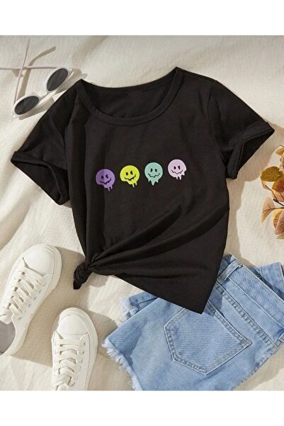 EYAX MODA تيشيرت بناتي برقبة دائرية مطبوعة