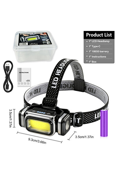 Choice مصباح أمامي أسود كشاف إضاءة بقوة 10000 لومن، مصباح أمامي LED فائق السط...