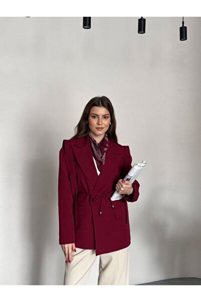 VESS MODA İp Bağlamalı Omuz Kuşak Tasarımlı Blazer Ceket