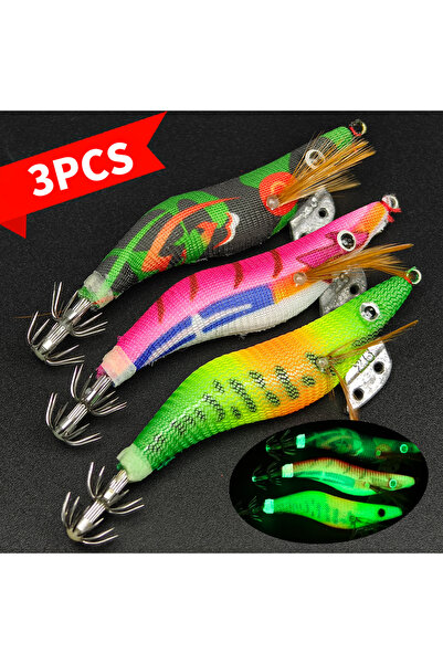 Choice 3 قطع - طُعم صيد الحبار العائم المضيء، طُعم صناعي لصيد الأسماك