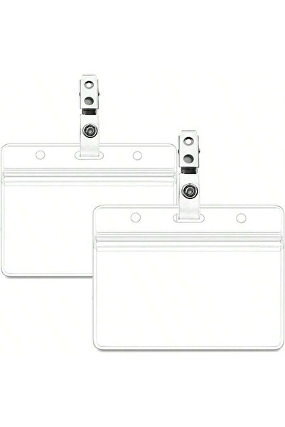 Choice 2 sets 2 Pack Waterproof Horizontal ID Badge Holder Horizontal Clear P...