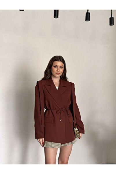 VESS MODA Blazer Jacket with Rope Tie Shoulder Belt Design