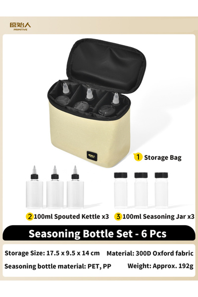 Choice 6Pcs PRIMITIVE Seasoning Jar 6Pcs Portable Outdoor Camping Cookware Se...