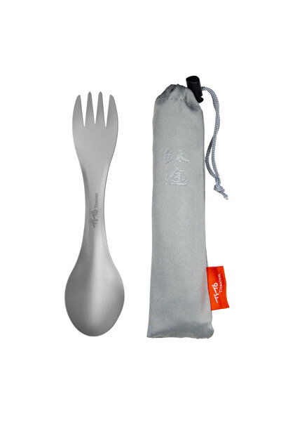 Choice ملعقة وشوكة من التيتانيوم، قطعة واحدة، 2 في 1، خفيفة الوزن وصديقة للبي...