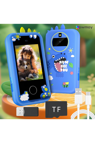 Choice هاتف تعليمي أزرق محمول للأطفال - هاتف ذكي للأطفال الصغار مزود بكاميرتي...