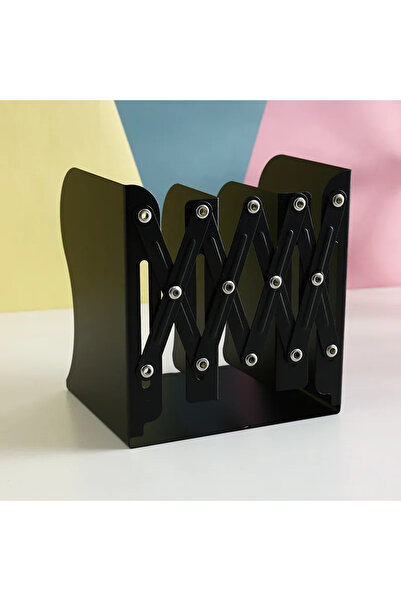 Choice حامل كتب مكتبي حديدي قابل للتعديل أسود B4464D - حامل كتب ورف مانع للان...