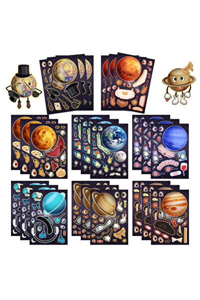 Choice ٨ أوراق من ملصقات "كوكب اصنع وجهًا" الكرتونية المضحكة، لعبة تركيب الصو...