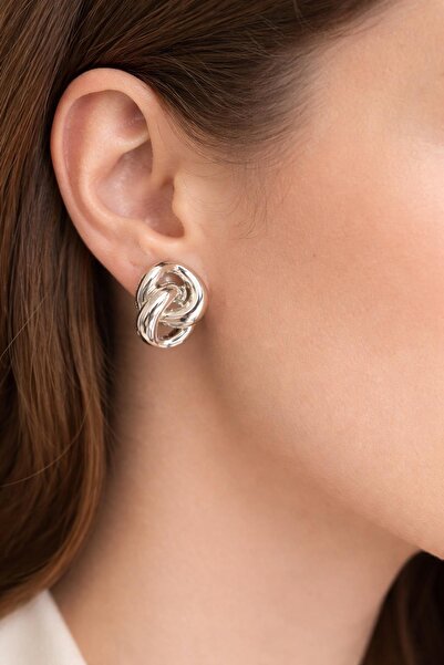 New Obsessions Silver Color Chain Detailed Steel Earrings