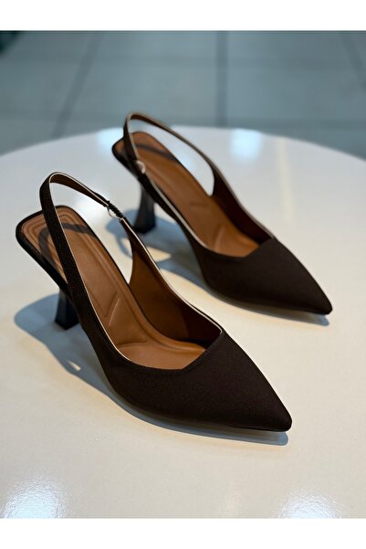 Alphus Serrace Material Open Back Long Heeled Shoes