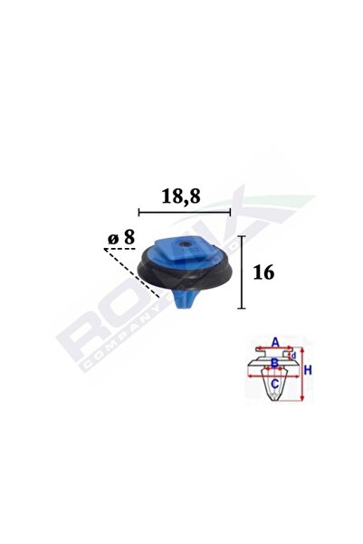 ROMİX Clips Fixare Elemente Exterior Pentru Fiat Jeep 8X16Mm Albastru - Set 1...