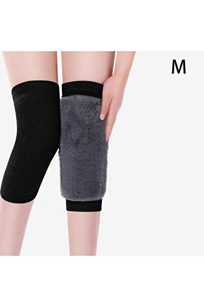 Choice وسادات ركبة رياضية سوداء سميكة من فرو الأرانب الشتوية الدافئة، مقاومة ...