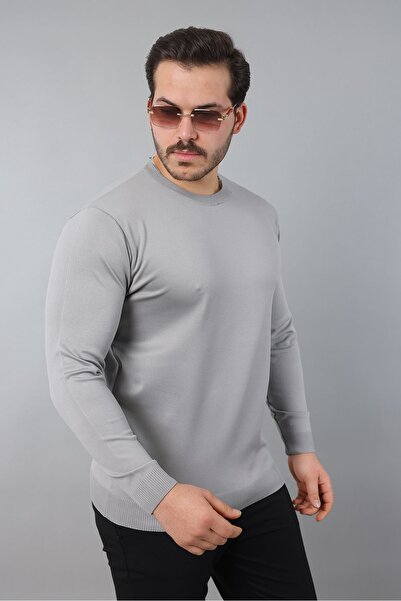 masso Men's Long Sleeve Crew Neck Plain Knitwear