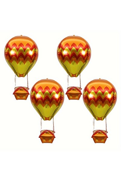 Choice Other 4 Pieces 4-Pack of Orange Gold Wavy Hot Air Balloons, Hot Air Ba...