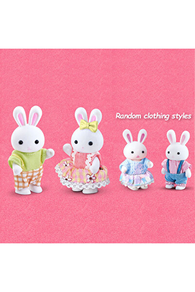 Choice مجموعة أثاث بيت الدمى المصغر، 4 قطع، عائلة الأرانب، مجموعة بيت ألعاب م...